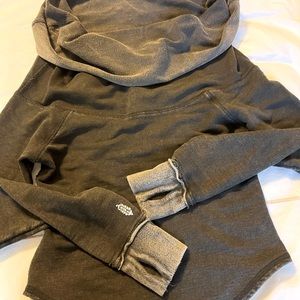 Free People sweater sweatshirt coverup.Faded black.Thumb holes,Cowl off shoulder